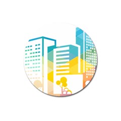 Silhouette Cityscape Building Icon Color City Magnet 3  (round) by Sudhe