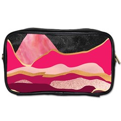 Pink And Black Abstract Mountain Landscape Toiletries Bag (two Sides) by charliecreates