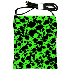 Black And Green Leopard Style Paint Splash Funny Pattern Shoulder Sling Bag by yoursparklingshop