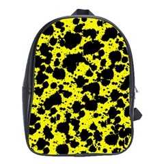 Black And Yellow Leopard Style Paint Splash Funny Pattern  School Bag (large) by yoursparklingshop