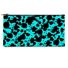 Bright Turquoise And Black Leopard Style Paint Splash Funny Pattern Pencil Cases by yoursparklingshop