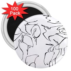 Katsushika Hokusai, Egrets From Quick Lessons In Simplified Drawing 3  Magnets (100 Pack) by Valentinaart