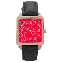 Katsushika Hokusai, Egrets From Quick Lessons In Simplified Drawing Rose Gold Leather Watch  by Valentinaart