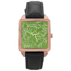 Katsushika Hokusai, Egrets From Quick Lessons In Simplified Drawing Rose Gold Leather Watch  by Valentinaart