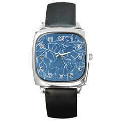 Katsushika Hokusai, Egrets From Quick Lessons In Simplified Drawing Square Metal Watch by Valentinaart