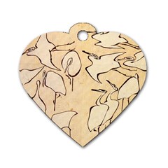 Katsushika Hokusai, Egrets From Quick Lessons In Simplified Drawing Dog Tag Heart (two Sides) by Valentinaart