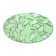 Katsushika Hokusai, Egrets From Quick Lessons In Simplified Drawing Oval Magnet by Valentinaart