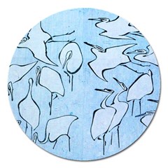 Katsushika Hokusai, Egrets From Quick Lessons In Simplified Drawing Magnet 5  (round) by Valentinaart