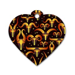 Stylised Horns Black Pattern Dog Tag Heart (one Side)