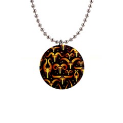 Stylised Horns Black Pattern 1  Button Necklace