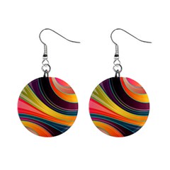 Abstract Colorful Background Wavy Mini Button Earrings