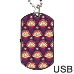 Background Floral Pattern Purple Dog Tag Usb Flash (one Side) by HermanTelo