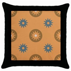 Flowers Screws Rounds Circle Throw Pillow Case (black)