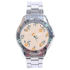 Flowers Continuous Pattern Nature Stainless Steel Analogue Watch