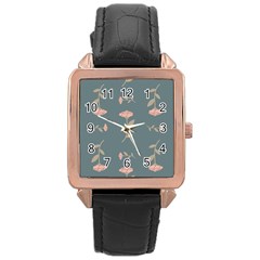 Florets Rose Flower Rose Gold Leather Watch 