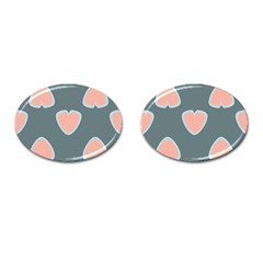 Hearts Love Blue Pink Green Cufflinks (oval)