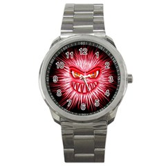 Monster Red Eyes Aggressive Fangs Sport Metal Watch