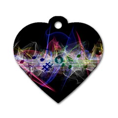 Particles Music Clef Wave Dog Tag Heart (one Side)