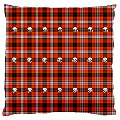 Plaid Pattern Red Squares Skull Large Cushion Case (two Sides)