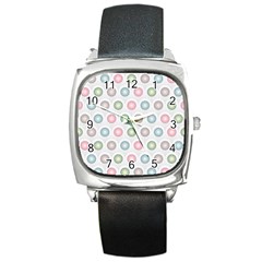 Seamless Pattern Pastels Background Pink Square Metal Watch