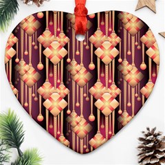 Seamless Pattern Plaid Heart Ornament (two Sides)