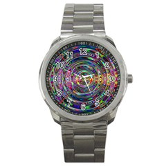 Wave Line Colorful Brush Particles Sport Metal Watch by HermanTelo