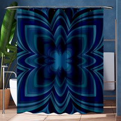 Blue Geometric Flower Dark Mirror Shower Curtain 60  X 72  (medium) 