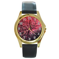 Abstract Background Wallpaper Space Round Gold Metal Watch