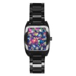 Abstract Background Graphic Space Stainless Steel Barrel Watch Front