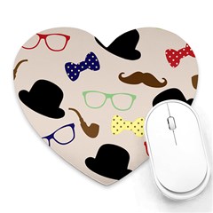 Moustache Hat Bowler Heart Mousepads by HermanTelo