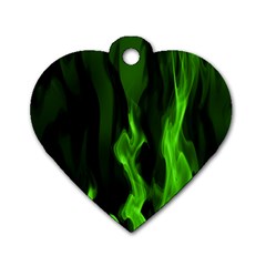 Smoke Flame Abstract Green Dog Tag Heart (two Sides)