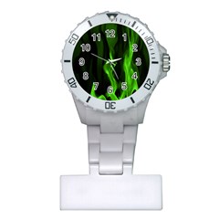 Smoke Flame Abstract Green Plastic Nurses Watch