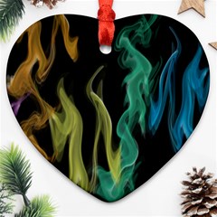 Smoke Rainbow Colors Colorful Fire Heart Ornament (two Sides)