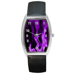 Smoke Flame Abstract Purple Barrel Style Metal Watch