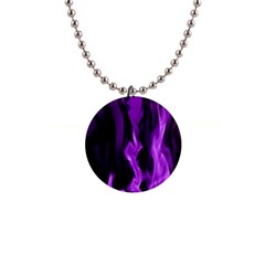 Smoke Flame Abstract Purple 1  Button Necklace by HermanTelo