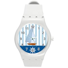 Yacht Boat Nautical Ship Round Plastic Sport Watch (m)