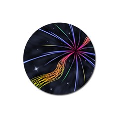 Stars Space Firework Burst Light Magnet 3  (round) by HermanTelo