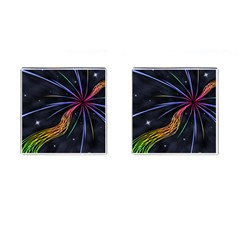 Stars Space Firework Burst Light Cufflinks (square)