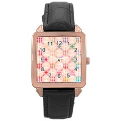 Watercolour Watercolor Paint Ink Rose Gold Leather Watch 