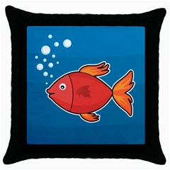 Sketch Nature Water Fish Cute Throw Pillow Case (black)