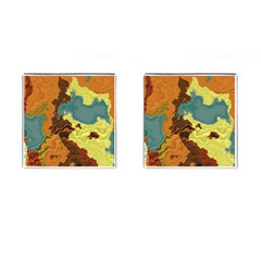 Map Geography World Yellow Cufflinks (square)