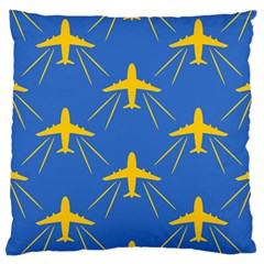 Aircraft Texture Blue Yellow Large Cushion Case (one Side)