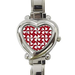 Graphic Heart Pattern Red White Heart Italian Charm Watch