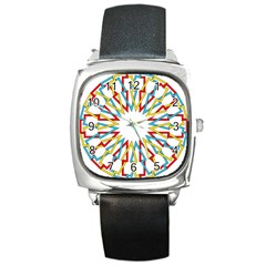 Wheel Complex Symbol Mandala Square Metal Watch