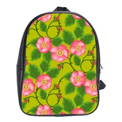 Roses Flowers Pattern Bud Pink School Bag (xl)