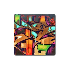 Graffiti Mural Street Art Wall Art Square Magnet by Pakrebo