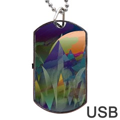 Mountains Abstract Mountain Range Dog Tag Usb Flash (two Sides) by Pakrebo