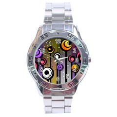 Abstract Flora Pinks Yellows Stainless Steel Analogue Watch by Pakrebo