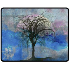 Tree Moon Sky Watercolor Painting Fleece Blanket (medium) 