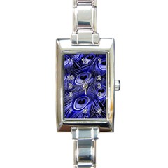 Peacock Feathers Color Plumage Rectangle Italian Charm Watch